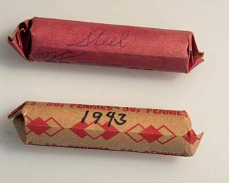 2 Estate Rolls of Unsorted 1943 Steel Wheat Cents
