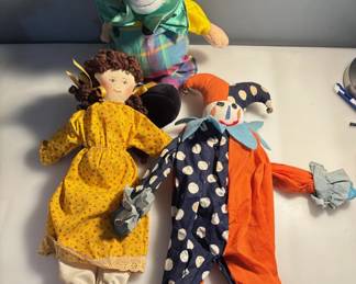 Chappy The Clown / Handmade Rag Doll / Wood Body Jester Clown Doll