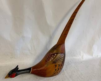 Vintage Hand Carved/ Hand Painted Wooden Pheasant