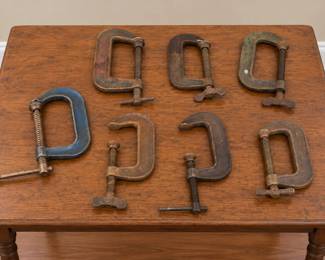 Lot of 7 Vintage Cincinnati Tool Inc 4- and 5-Inch Deep Throat Clamps