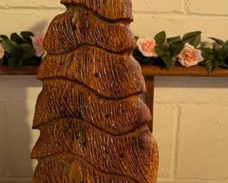 Rustic Wooden Christmas Tree Decoration with Glitter Accents & String Lights - Lake Odessa Off-Site