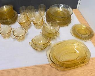 Huge Collection of Federal Madrid Amber Glass