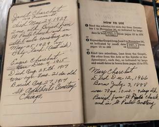1942 WWII Catholic Army/Navy New Testament - Chicago Cherchut Family Genealogy Handwritten Records - Potterville