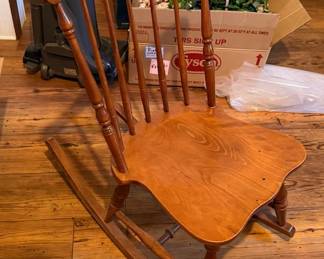 Wooden Spindle Back Rocking Chair with Turned Legs & Contoured Seat - Lake Odessa Off-Site