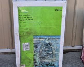 Resin Outdoor Wall Fountain w/ High Performance Pump - New in Box 15.75" x 9.5" x 27"
