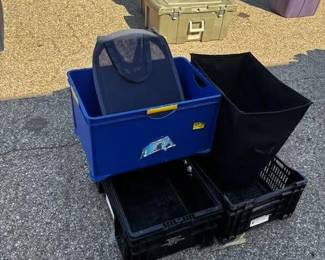 3 Totes & 2 Fabric Laundry Baskets