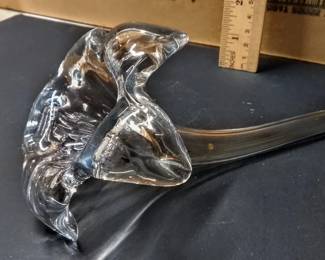 Vintage Hand-Blown Clear Glass Calla Lily Trumpet Vase, Elegant Mid-Century Art Piece – Potterville