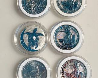 Lot of 10 - 1 oz . - .999 Fine Silver - Assorted Silver Rounds - Includes 2018 Krugerrand