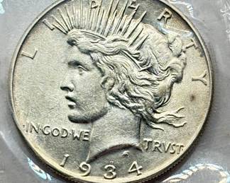 1934 - Peace Silver Dollar - GEM BU