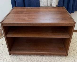Wood Grain Rolling Storage Cabinet with Open Shelving & Caster Wheels - Lake Odessa Off-Site
