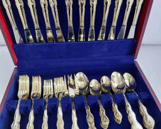 Silverware Set- Gold, 12 5 Piece Place Settings, 5 Pc Serving Set, International Silver - San Marcos