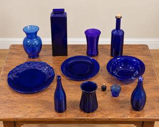 Blue Glass - Plates, Bottles and Vases