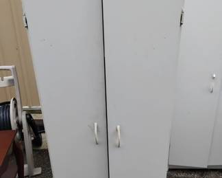White Storage Cabinet with Double Doors and Adjustable Shelves