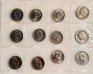 Lot of 19 Kennedy Half Dollars from 1970s plus Bonus 1974 Eisenhower Dollar Coin