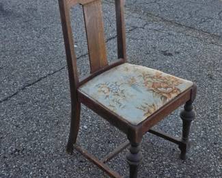 Vintage Side Chair with a High, Arched Backrest, Central Splat and a Drop-In Upholstered Seat