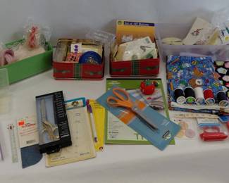 Sewing Collection - Sheers, Thread, Buttons, Material, Beads