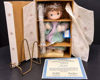 Precious Moments Nativity Series Joseph Limited Edition Collectible Doll Box, COA & Stand - Potterville