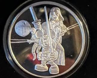 Rare 2007 Disney Star Wars 1oz .999 Silver Coin - Ltd Ed Of 200! Includes Original Velvet Box - Potterville