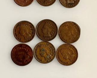 Lot of 25 - Indian Cents - 1800s - 1900s Date Range