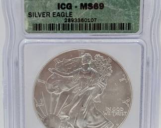 2001 - American Silver Eagle $1 - ICG MS69