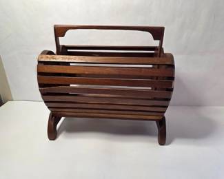Vintage Mid Century Modern Slotted Magazine Rack