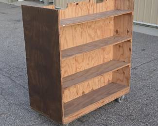 Double Sided Wood Shelving on Wheels (1 of 2)