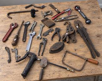 Vintage Tools - Pulley, Pry Bar, Wrenches and More