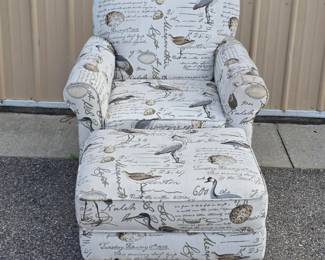 Vintage Upholstered Armchair w/ Bird Designs