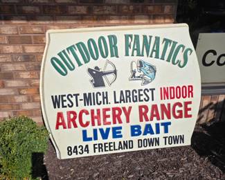 Vintage 5'x4' Outdoor Fanatics Archery Range Sign