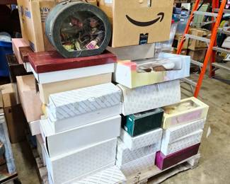 Pallet Of Vintage Porcelain Dolls In Boxed & Loose Assorted Outfits & Styles & Wooden Doll Chairs