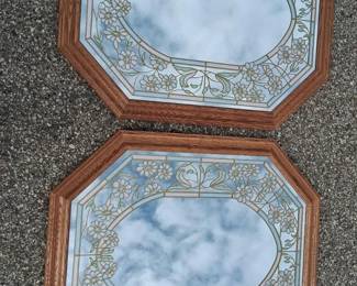 Vintage Pair of Floral Mirrors