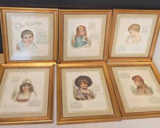Framed Set of 1896 Calendar Pages