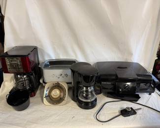 2 Coffee Makers w/ Hamilton Beach Electric Grill and Vintage West Bend Slow Cooker