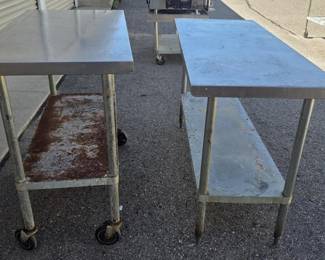 Pair of Two Stainless Steel Commercial Tables