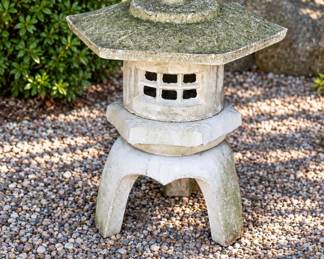Vintage Concrete Japanese Garden Pagoda Lantern