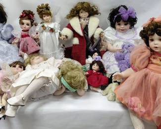 Porcelain Doll Collection - Large to Small, No Boxes