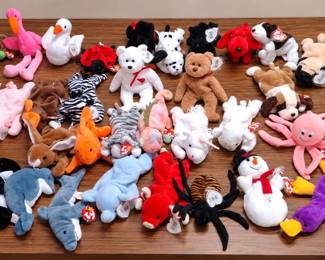 40 Vintage TY Beanie Babies Plush Stuffed Animals Mixed Lot Many With Original Tags - Potterville