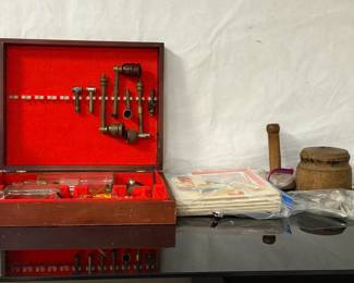 Vintage Lot - Butter Press, Puzzles, 9 Tobacco Pipes/Accessories, Silverware
