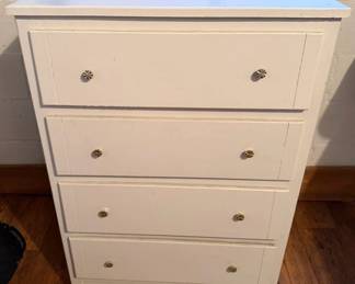 White Painted Wooden 4-Drawer Dresser Chest of Drawers with Decorative Knobs - Lake Odessa Off-Site