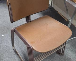 5 Steelcase Brown Stacking Chairs