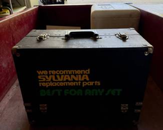 Sylvania Vintage Advertising Tool Storage Box with Assorted Tools, Hardware & Supplies - Lake Odessa Off-Site