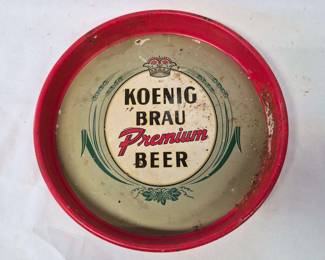 Vintage Koenig Brau Premium Beer Metal Serving Tray Approx. 13"