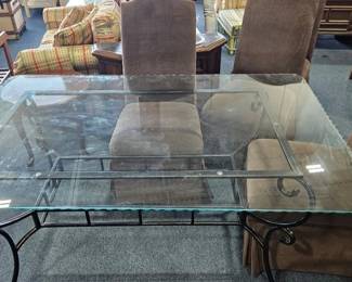 Glass Dining Room Table with Four (4) Chairs - Estate Sales Warehouse (GR)