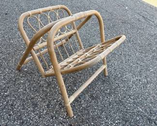 Vintage Mid-Century Rattan and Bamboo Magazine Rack