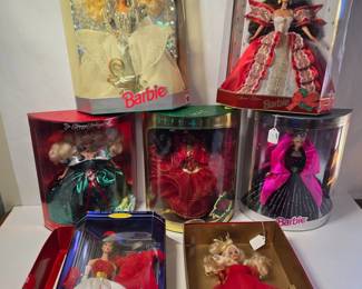 Collection of Happy Holidays Barbies and More