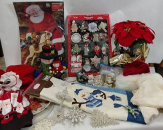 Christmas - New Tree Skirt, New Cardigan - L, New Pack of Name Tags, Poinsettia, Platters...