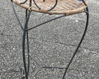 Metal and Wicker Plant Stand