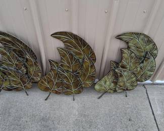 Set of 3 Metal Leaf Decorations
