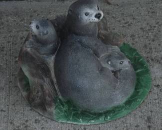 Cement Otters Garden Statue - Beautifully Hand Painted