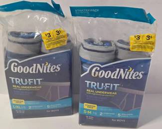 2 New Boys Goodnites Tru-Fit Packs (L-XL & S-M)